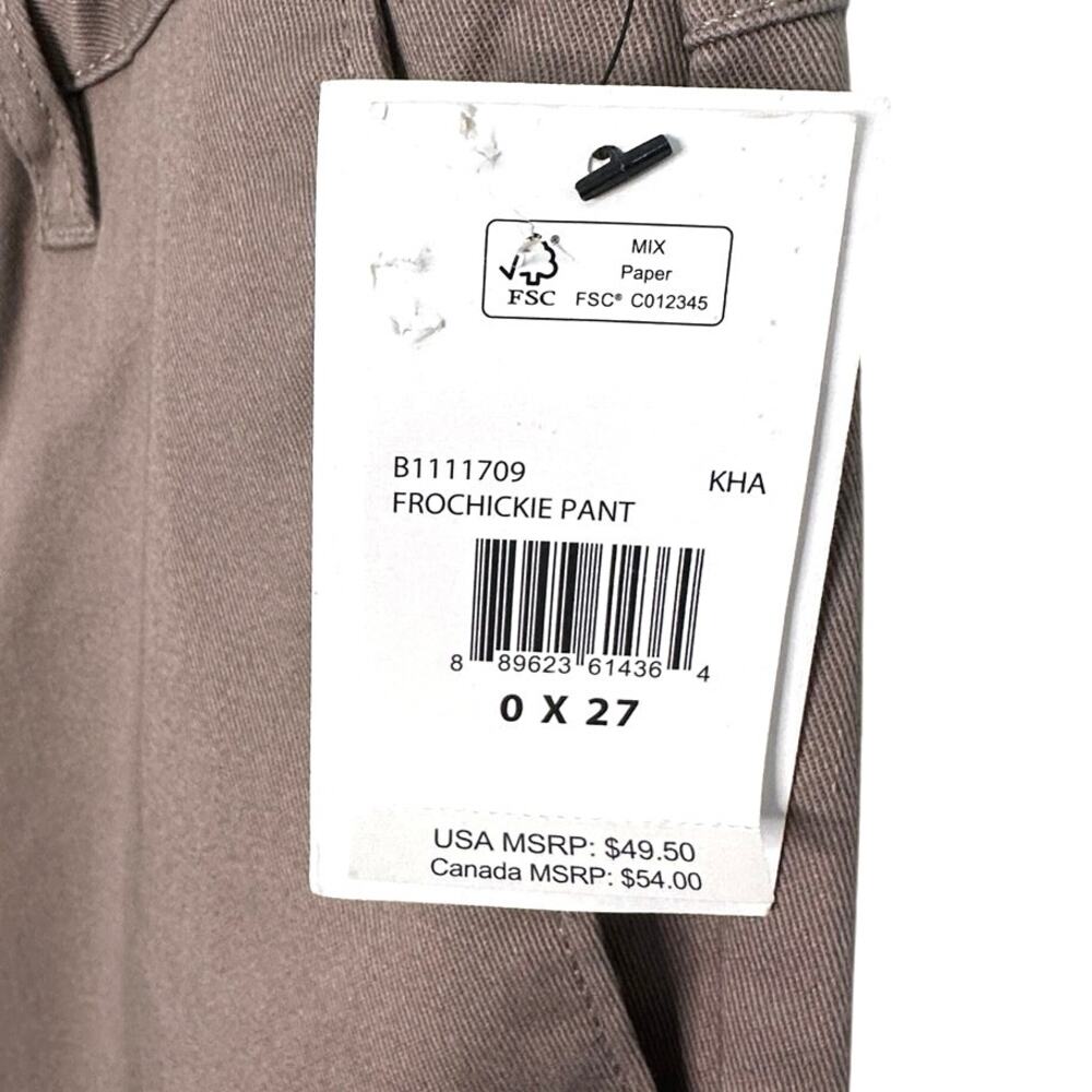 NWT Volcom Slim Straight Ankle Fit Frochickie pant size 0x27 khaki - Picture 5 of 7